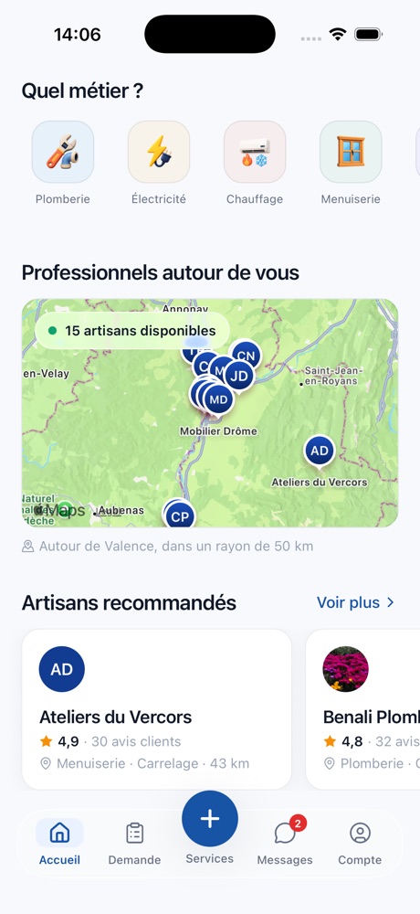 Carte des professionnels autour de chez vous